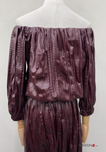 Blusa maniche lunghe con elastico scollo alla bardot - ph 3