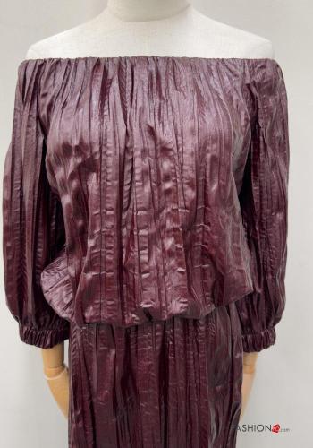 Blusa maniche lunghe con elastico scollo alla bardot - ph 4