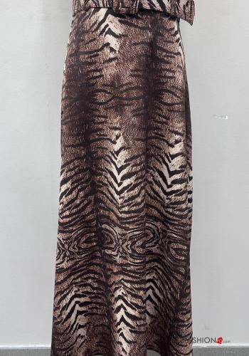 Gonna lungo Fantasia animalier con cintura - ph 2