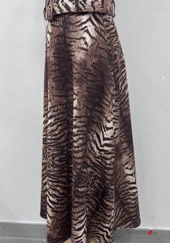 Gonna lungo Fantasia animalier con cintura - ph 4