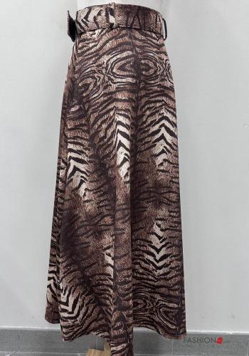 Gonna lungo Fantasia animalier con cintura - ph 6