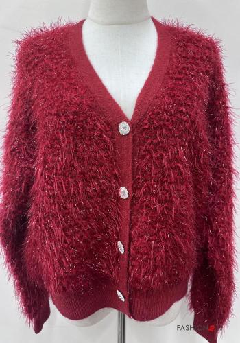lurex long sleeve Cardigan with v-neck with rhinestones - ph 2