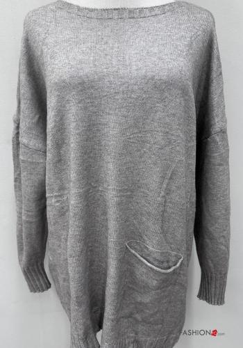 long sleeve Sweater with pockets boat neckline - ph 2