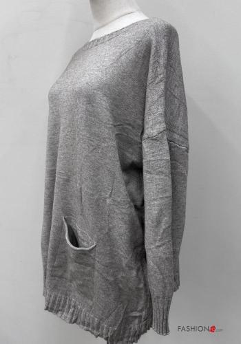 long sleeve Sweater with pockets boat neckline - ph 4