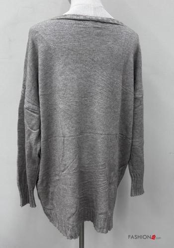 long sleeve Sweater with pockets boat neckline - ph 5