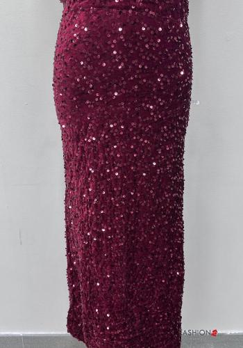 Gonna lungo con spacco con paillettes con elastico - ph 3