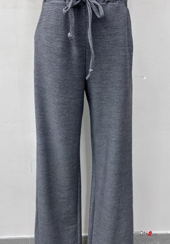 Pantalone sportivo wide leg con tasche con coulisse - ph 2