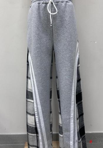 Tuta sportiva in Cotone maniche lunghe girocollo Fantasia tartan con elastico - ph 2