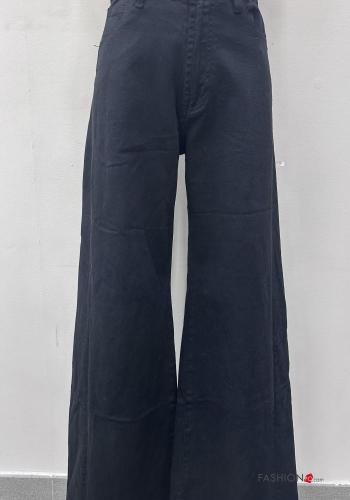 ausgestellte Hose aus Baumwolle mit Knöpfen mit Reißverschluss mit Taschen - ph 2
