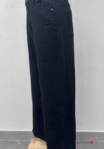 ausgestellte Hose aus Baumwolle mit Knöpfen mit Reißverschluss mit Taschen - ph 4