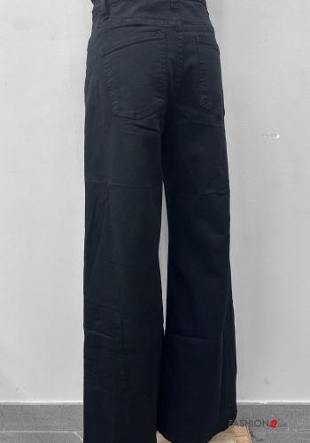 ausgestellte Hose aus Baumwolle mit Knöpfen mit Reißverschluss mit Taschen - ph 5