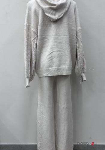 Embroidered long sleeve Co-ord with zip with elastic with hood - ph 7