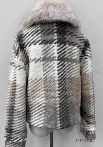 Giacca in Lana maniche lunghe Fantasia tartan con bottoni con tasche - ph 5