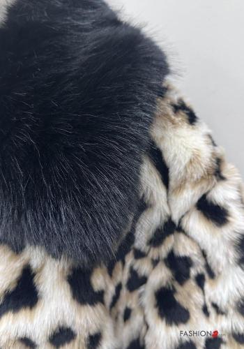 Cappotto in Misto Lana maniche lunghe con colletto Fantasia animalier con bottoni - ph 4