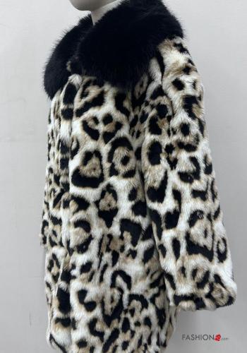 Cappotto in Misto Lana maniche lunghe con colletto Fantasia animalier con bottoni - ph 5