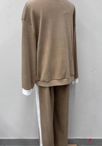 Ribbed crew neck Co-ord with zip with elastic - ph 5
