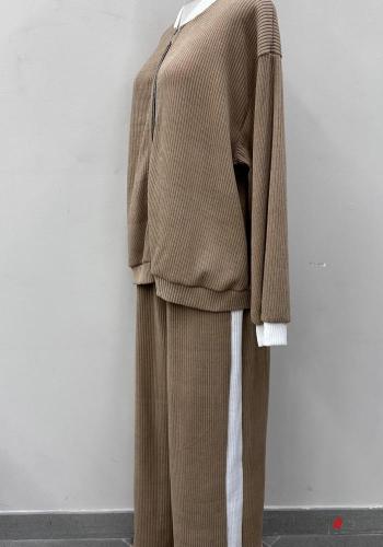 Ribbed crew neck Co-ord with zip with elastic - ph 8