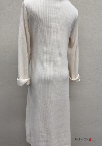 Abito maniche lunghe costine girocollo con nodo - ph 5