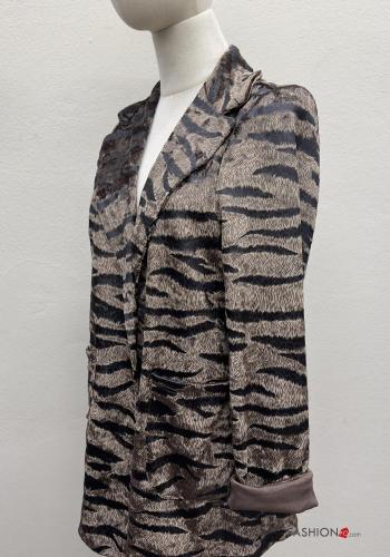Animal print Blazer with buttons with lining with pockets - ph 3