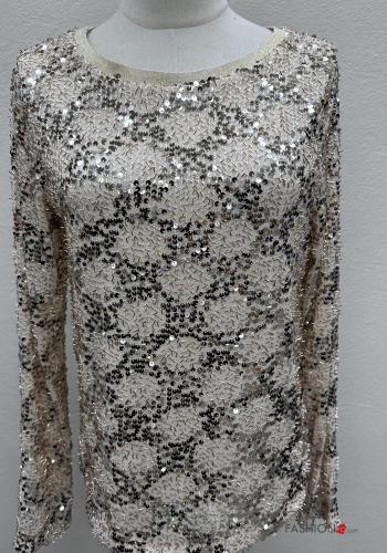 Blouse manches longues col rond à paillettes - ph 2