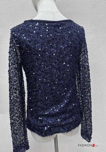 tulle crew neck Blouse with sequins - ph 4