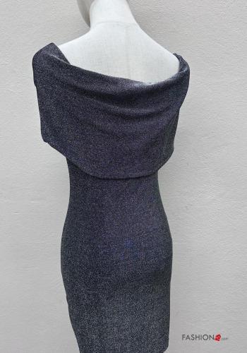 Abito corto lurex maniche corte con fiocco con scollo a barca - ph 5