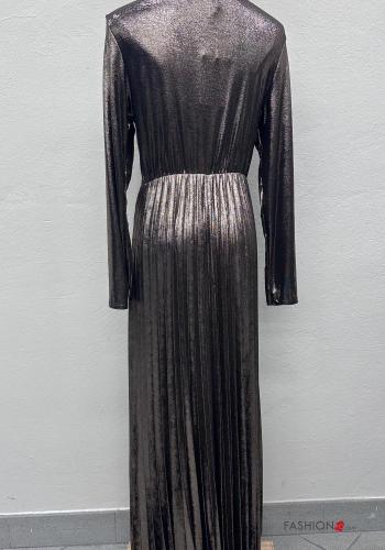 long sleeve metallic Dress with v-neck with knot - ph 5