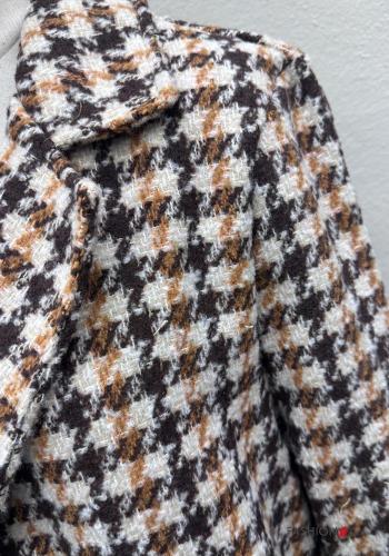 Cappotto Fantasia pied de poule con tasche con bottoni con frange - ph 3