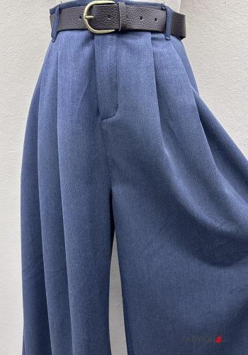 Pantalone vita alta wide leg con cintura con tasche - ph 2
