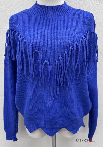 Maglione in Cotone maniche lunghe girocollo con frange - ph 2