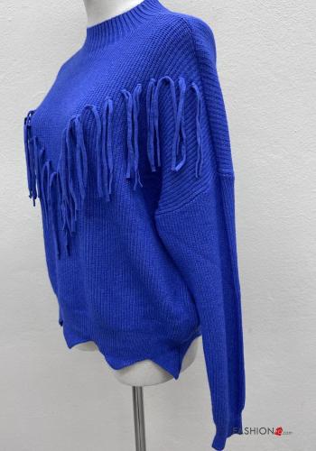 Maglione in Cotone maniche lunghe girocollo con frange - ph 4