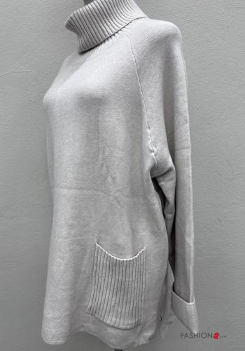 Maglione maniche lunghe a collo alto con tasche - ph 4