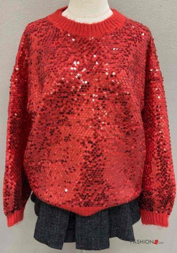 Maglione maniche lunghe girocollo con paillettes - ph 2