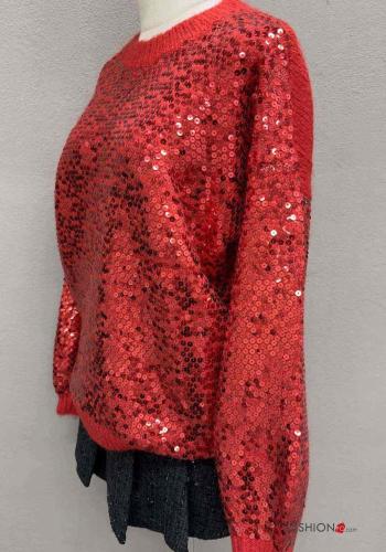 Maglione maniche lunghe girocollo con paillettes - ph 4