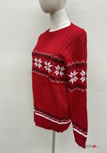 Maglione in Misto Lana maniche lunghe girocollo Fantasia natalizia - ph 4