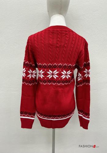 Maglione in Misto Lana maniche lunghe girocollo Fantasia natalizia - ph 5