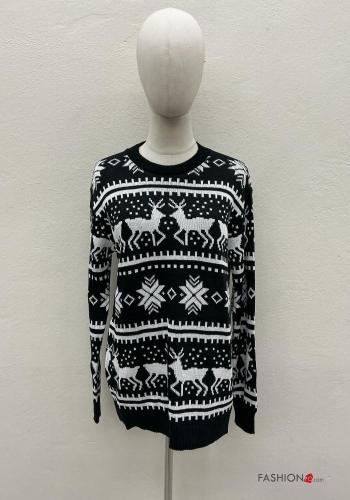 Maglione in Misto Lana maniche lunghe girocollo Fantasia natalizia - ph 2