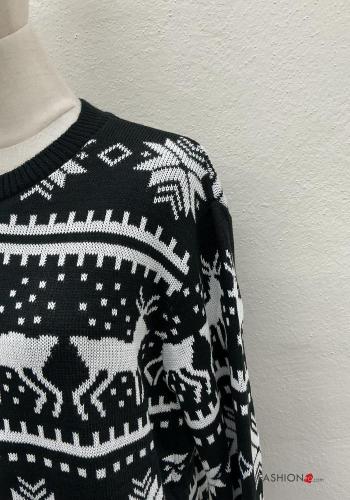 Maglione in Misto Lana maniche lunghe girocollo Fantasia natalizia - ph 3