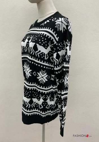 Maglione in Misto Lana maniche lunghe girocollo Fantasia natalizia - ph 4
