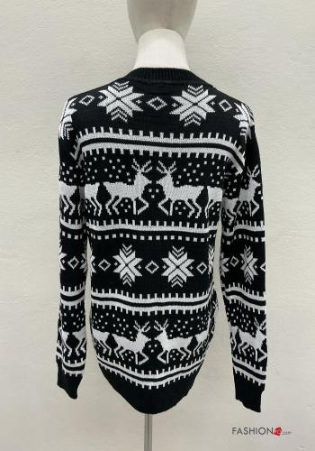 Maglione in Misto Lana maniche lunghe girocollo Fantasia natalizia - ph 5