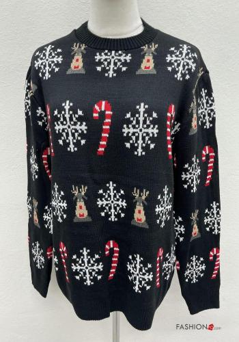 Maglione in Misto Lana maniche lunghe girocollo Fantasia natalizia - ph 2
