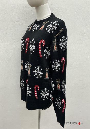 Maglione in Misto Lana maniche lunghe girocollo Fantasia natalizia - ph 4
