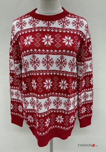Maglione in Misto Lana maniche lunghe girocollo Fantasia natalizia - ph 2