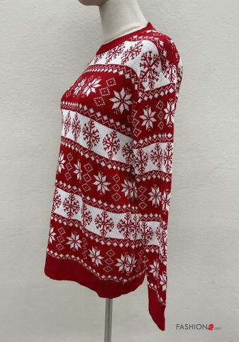 Maglione in Misto Lana maniche lunghe girocollo Fantasia natalizia - ph 4