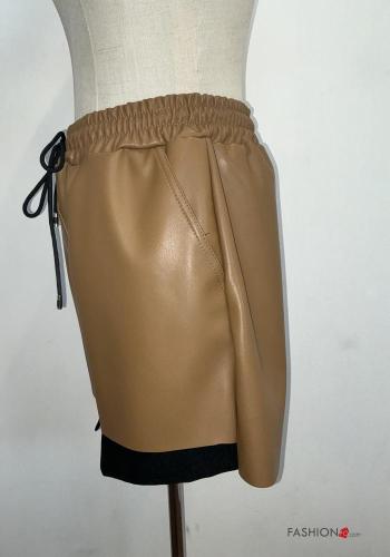 faux leather Shorts with pockets with elastic - ph 4