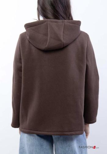 Felpa in Cotone maniche lunghe con zip con tasche con cappuccio - ph 4