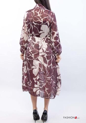 Abito maniche lunghe Fantasia floreale con fiocco - ph 4