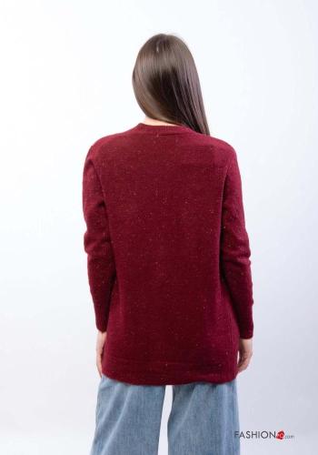 lange ärmel Strickjacke mit Knöpfen mit V-Ausschnitt mit Taschen - ph 2