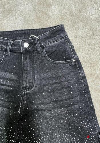 Vaqueros de Algodón tela vaquera wide leg con botones con cremallera con brillantes con bolsillos - ph 2