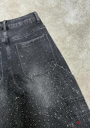 Vaqueros de Algodón tela vaquera wide leg con botones con cremallera con brillantes con bolsillos - ph 8